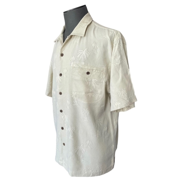 TOMMY BAHAMA Silk Palms Print Relaxed Short Sleeve Men’s Hawaiian Beach Shirt - Picture 3 of 8